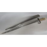 A 19th century French bayonet, 70 cm long with its original iron scabbard
