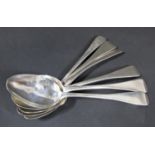 Five Victorian dessert spoons, London 1845, by John & Henry Lias, together with a single Georgian