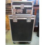 Two aluminium framed audio/roadie flight cases of varying size