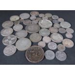 A collection of silver coinage, mostly English