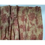 3 pairs of curtains in a heavy weight red/ gold brocade, made to measure by Marks & Spencer. Lined