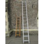 A Duraflex aluminium extension ladder, extending to 6.36 metres, together with a further wooden