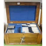 A mahogany cased set of Walker & Hall silver plated canteen of cutlery for twelve place settings,