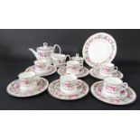 A collection of Royal Worcester Royal Garden pattern tea wares comprising tea pot, milk jug, covered