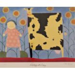 Mackenzie Thorpe (B.1956) - 'Walking With Daisy', signed, limited 214/750 colour print, Washington