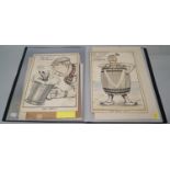 A folder containing an interesting collection of early 20th century caricature drawings from the