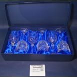 A boxed set of six Bohemia wine glasses, six hi-ball glasses, a matching brandy and wine and