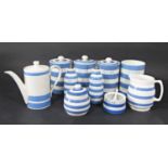 A collection of Leonardo Home series wares in the blue and white banded Cornish manner comprising