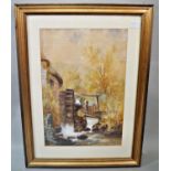 William Widgery (1822-1893) - Watermill with miller, watercolour and bodycolour on paper, signed (