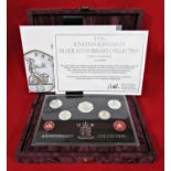 1996 UK silver Anniversary Collection, 7 silver coins, one pound, one penny, proof standard with