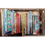 Box containing a collection of vintage children's annuals including Stingray, Popeye, etc (1)