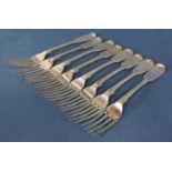 A mixed selection of eight Victorian dessert forks, 9.5oz approx