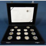 25th Anniversary silver proof collection, 14 - £1 coins with original packaging