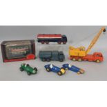 6 unboxed Dinky model vehicles including 'Regent' Foden Tanker, Pressure Refueller 642, 20 ton Lorry