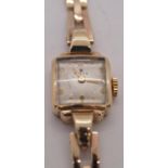 Ladies Rolex wristwatch with 17 jewel movement, 15ct gold case and strap, 13g gross approx (