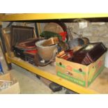 One lot of miscellaneous items to include an inlaid Edwardian tea tray, two 19th century copper