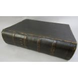 Mid 19th century Welsh Bible with steel engraving and black leather binding