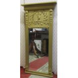 A late 19th century pier glass with rectangular mirror plate, to the upper section a young girl