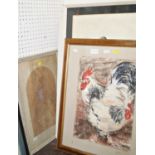 Gee (20th century school) - Study of a Cockerel and a Hen, pastel and charcoal on paper, signed