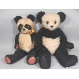 A 1950's/60's panda with large glass eyes, stitched mouth, plastic nose, wrexine type paw pads,