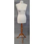 Dress makers dummy on wooden stand height 138cm