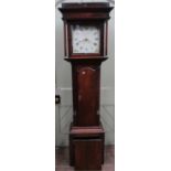 A small Georgian countrymade cottage longcase clock, the door with shaped outline enclosing a square