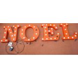 Four painted tin letters with illumination N, O, E, L - 'Noel', 40 cm in height