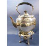A silver spirit kettle, London 1900 by Edward Barnard & Sons Ltd, 36cm high, 46oz total