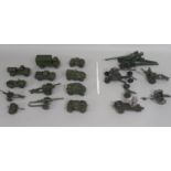 Collection of unboxed vintage Dinky military model vehicles including Army Wagon 623, Army Water