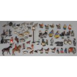 Collection of early 20th century painted lead figures including 1930's animal characters from