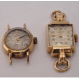 A Baume ladies wristwatch with 9ct gold case, and a further small Omega ladies watch