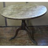 A simple Georgian snaptop table on turned pillar and tripod, 67 cm diameter