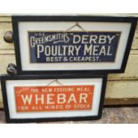 A pair of framed vintage signs, stock and poultry meal