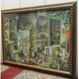 Two moulded and painted frames containing furnishing prints 140cm x 105cm and smaller (2)