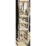 Four vintage tubular steel framed folding step ladders with wooden treads (af)