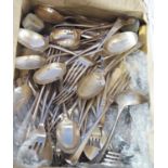 A canteen of fish knives and forks (incomplete), five Dutch silver teaspoons, a cased set of