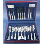 A complete canteen of Viners silver plated beaded cutlery for eight settings and an Ansley cheese
