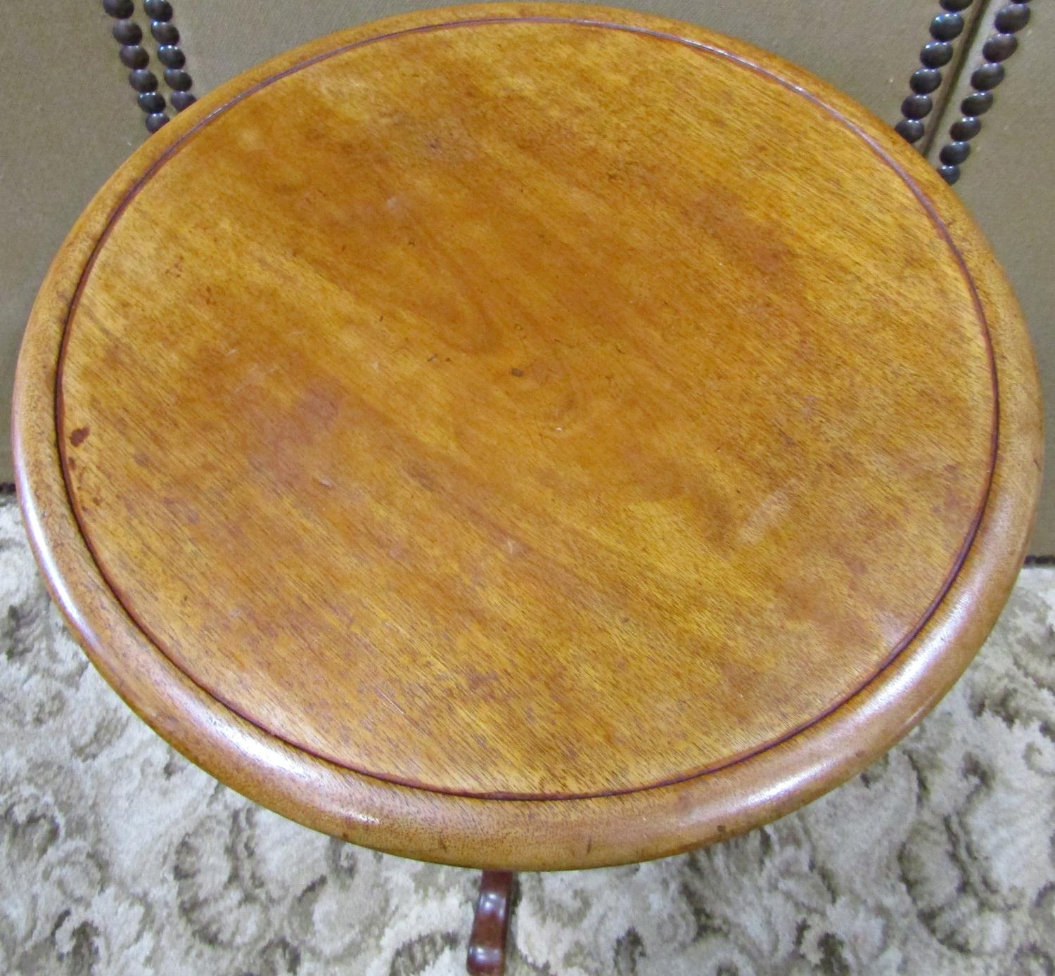 A Victorian mahogany occasional table, the circular tray top raised on a spiral twist pillar on - Image 2 of 2