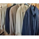 4 ladies coats and one men's coat by Aquascutum (short zipped jacket AF)