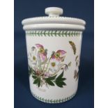 A large Portmeirion crock and cover of cylindrical form, 37cm tall approx