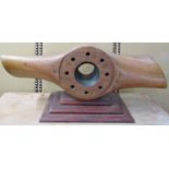 A propeller hub for a vintage aircraft, raised on a stepped base, 75cm max