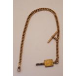 9ct gold Albert watch chain and T bar
