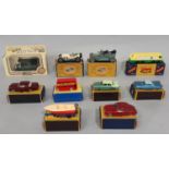 9 1960's boxed model cars by Lesney including 'Matchbox' Series nos 5 London Bus, 29 Austin