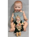1920's/30's Dream Baby bisque head doll by Armand Marseille, mould 351/8K with blue closing eyes and