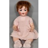 1920's/30's German bisque head baby doll by Ernst Heubach with 5 piece composition body, closing