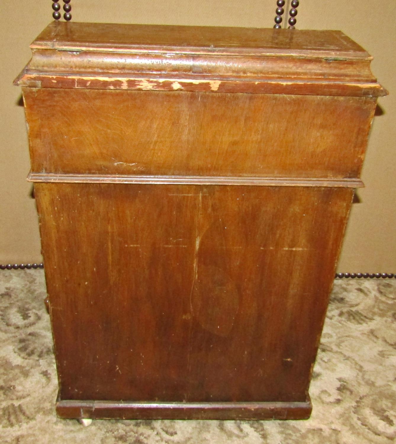 A Victorian walnut and figured walnut veneered davenport with inlaid detail and fitted with the - Image 5 of 6
