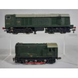 2 diesel locomotives by Hornby Dublo including D8000 Class 20 in BR green and a D3763 Class 08