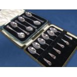 Two cased sets of six teaspoons, 3oz approx