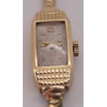 Art deco 9ct gold ladies wristwatch and strap, 9g approx (movement removed) (running)
