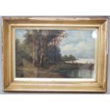 John Marell? (Early 20th century British) - Lake scene with sailing boats, oil on canvas,